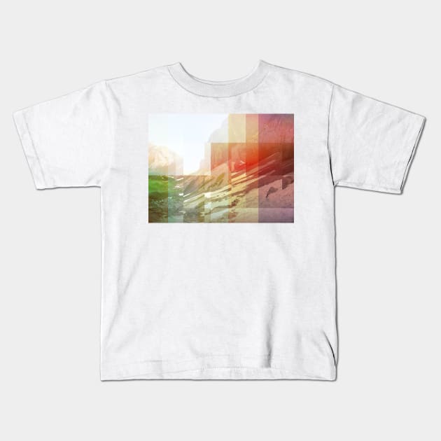 Pixel view over the valley Kids T-Shirt by fokafoka